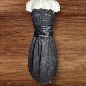 Scott McClintock Strapless Charcoal Lace Dress